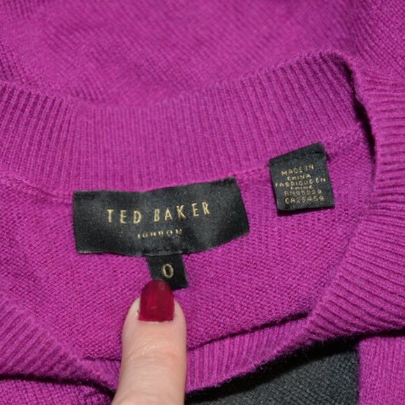 Ted Baker Wool/Cashmere Bobble Knit Pink Sabria Crewneck Sweater Sz XS - Picture 4 of 9